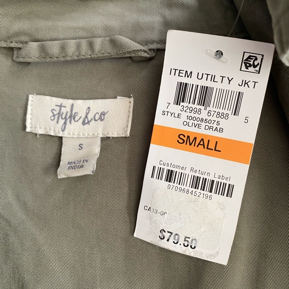 Style & Co women's twill utility spring jacket in olive drab, size small - Picture 13 of 16